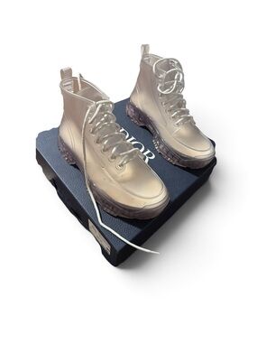 Dior Translucent Ivory Lace-Up High-Top Boots